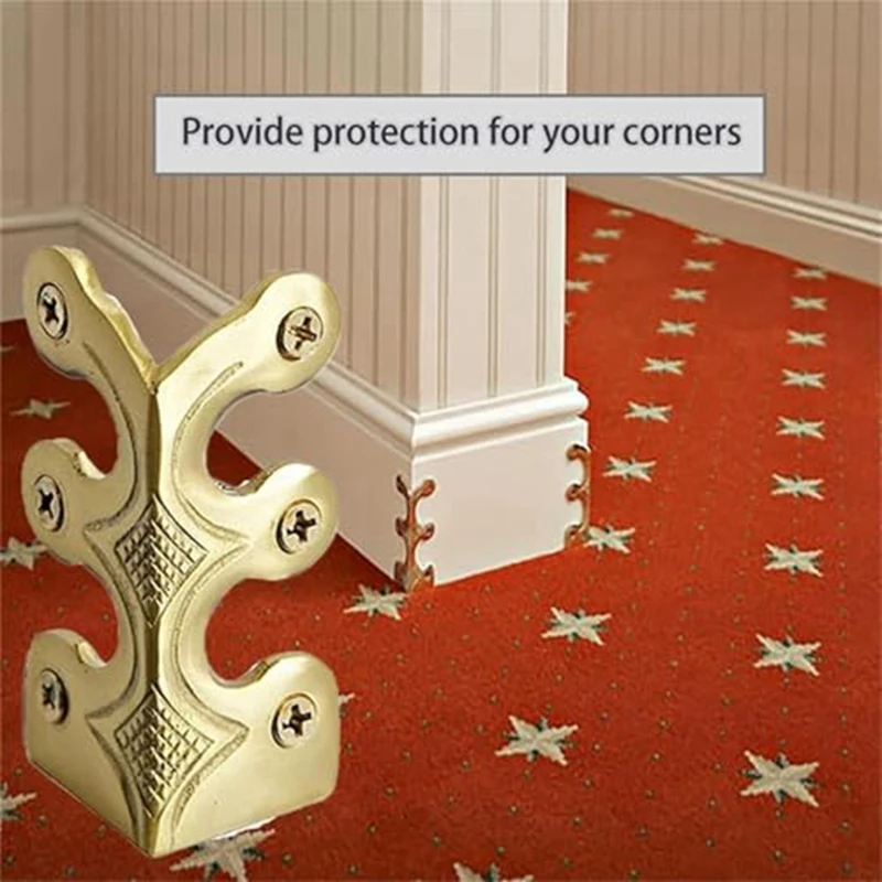 WISH 10PC Skiffers Baseboard Corner Protectors,Solid Brass Skirting Board Protectors,Baseboard Corner Protectors