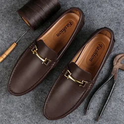 Italian Handmade Shoes Genuine Leather High Quality Loafers Slip-ons Men Casual Shoes High Quality Moccasin Men Business Shoes