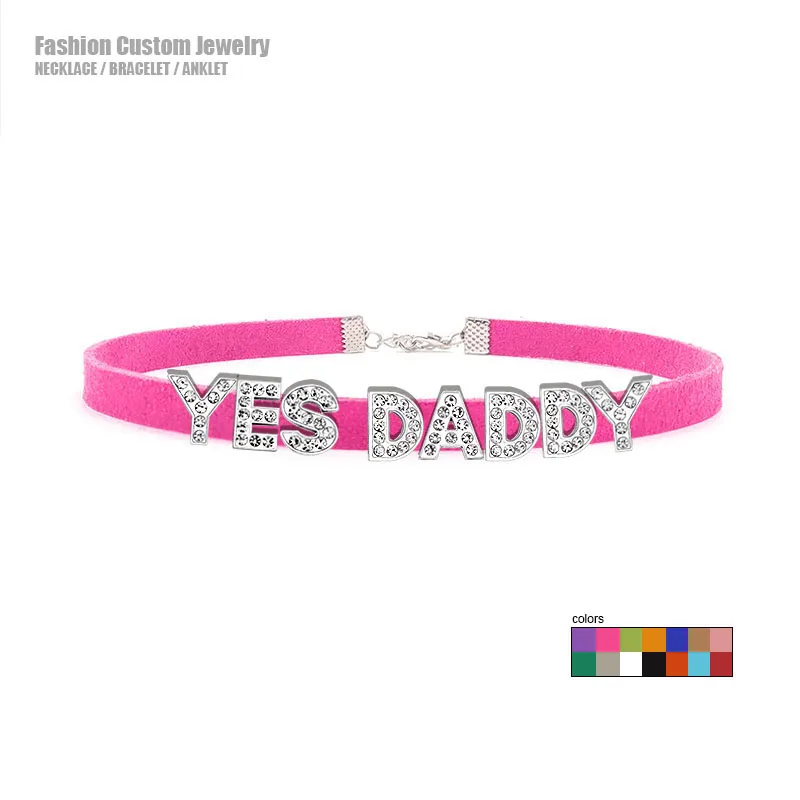 Sexy Rhinestone Letters YES DADDY Choker Necklace Women Lovers Goth Chocker Collar Cosplay Adult Game Personalized Jewelry