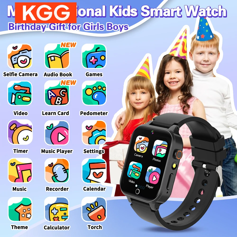 

2025 Smart Watch Kids HD Touch Screen 26 Games Smartwatch Video Camera Music Audiostory Learn Card Educational Watch Boy Girl