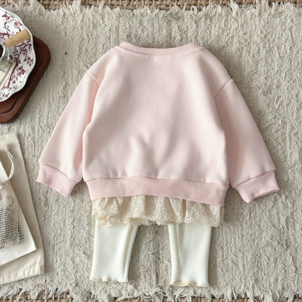 Baby Clothing Sets Autumn Cotton Casual 2 PCS Kids Sets Baby Girls Clothes Bow Decoration Lace Hem Top+Pants 1-3 Years