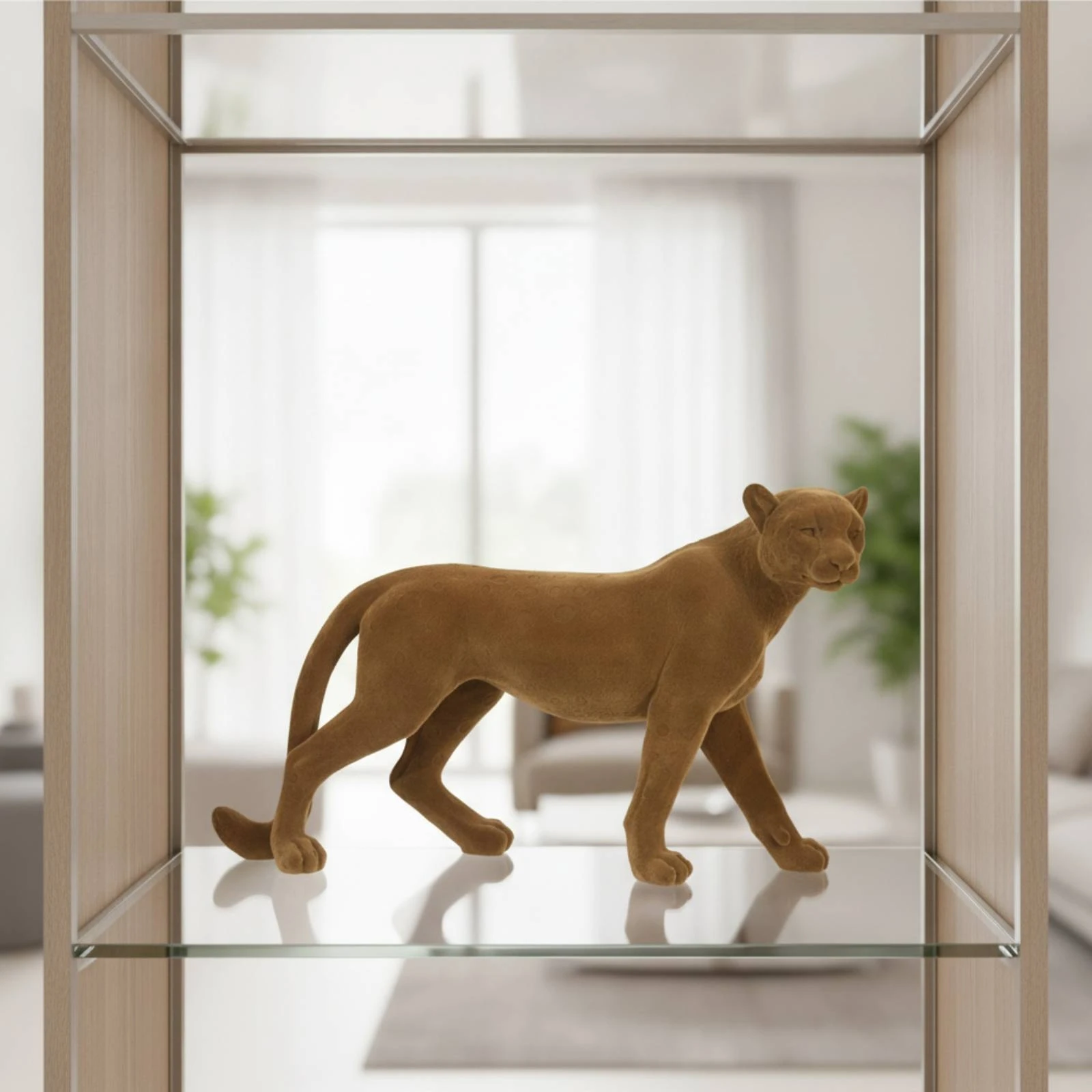 Panther Statue Matte Leopard Sculpture Cat Figurine Decorative Decor Minimalist for Living Room, Bookshelf view 3