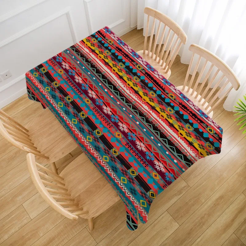 JIT1PC Tischdecke, 1 Stück Tischdecke im böhmischen Tribal-Muster – rot, blau, gelb, grün