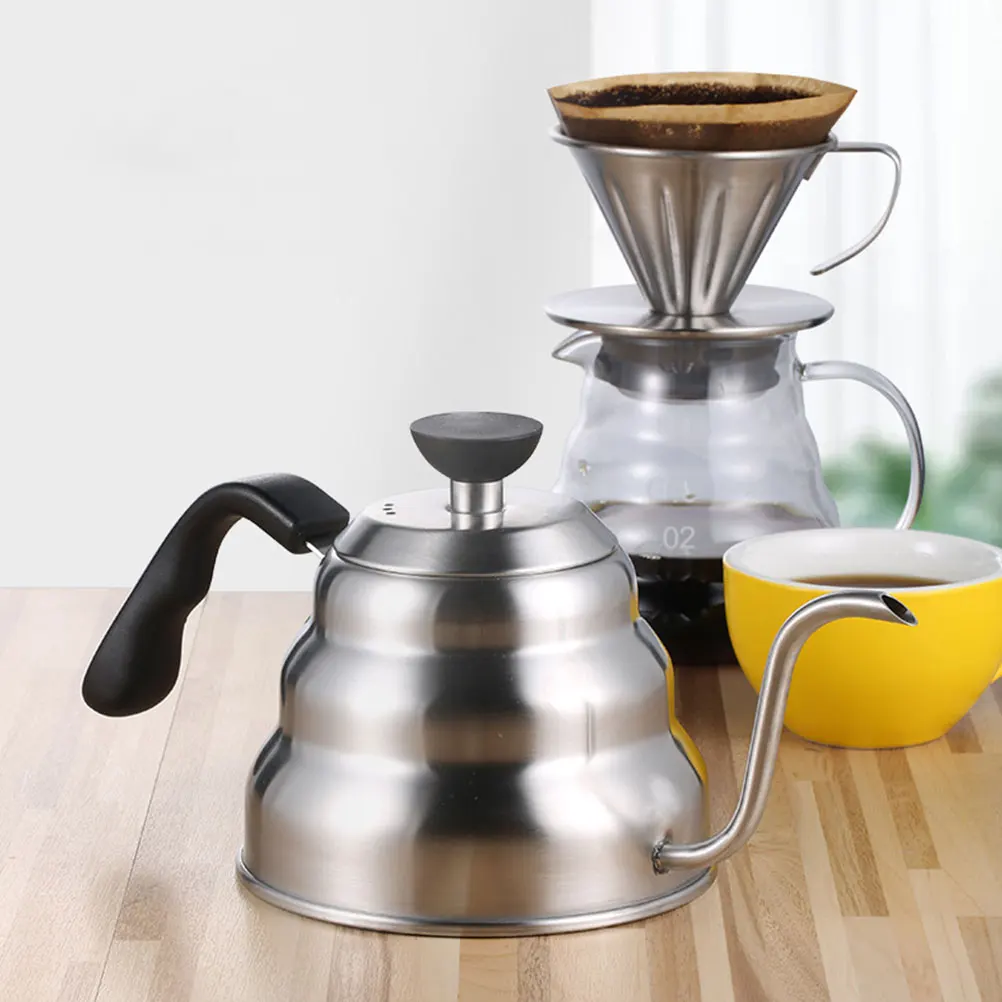 

Stainless Steel Kettle Coffee Maker Long Spout Suitable Induction Cooker Gas Stove Sealing Lid