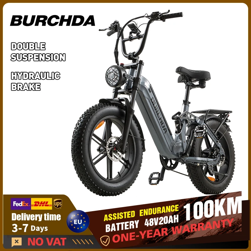 BURCHDA AZ20 250W Elektrofahrrad für Erwachsene, 48V20AH herausnehmbarer Akku, 20 Zoll 4.0 breiter Reifen, E-Bike Offroad Mountain Fatbike