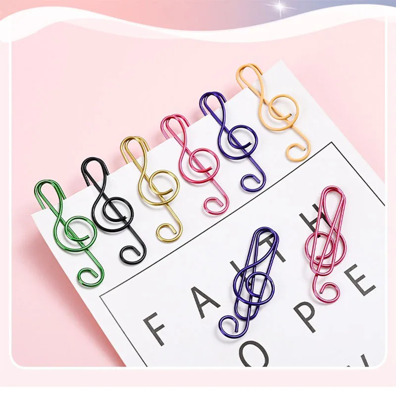 20 шт., музыкальные тематические скрепки для бумаг, металлические офисные милые переплетки, кавайные канцелярские принадлежности, декоративные зажимы для организации и украшения