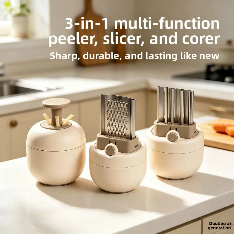 3‑in‑1 vegetable and fruit slicer, fruit knife, peeler, household double‑headed peeling knife, multi‑functional and portable