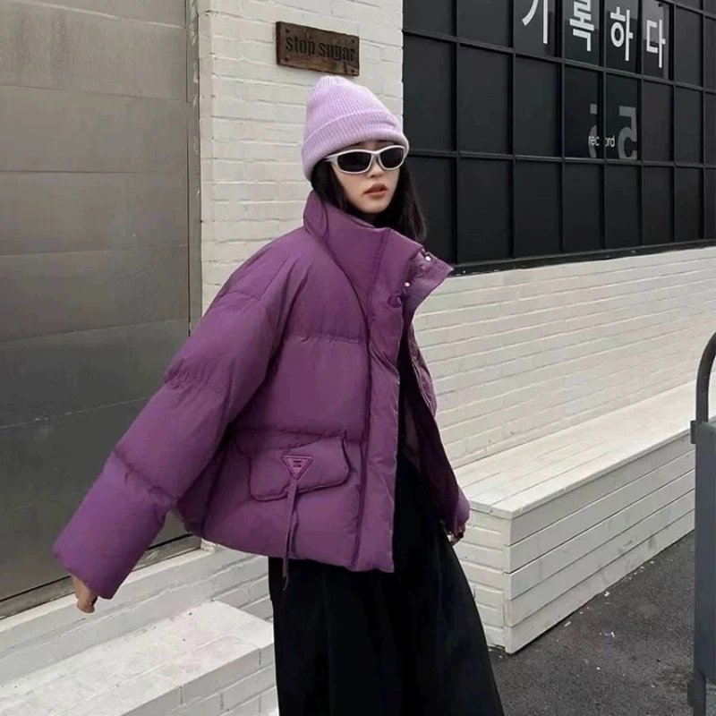 Short Women Jacket Korean Coats Down Stand-up Collar Fashion High Street Bread Clothing Down Casual Loose Winter Coat Female