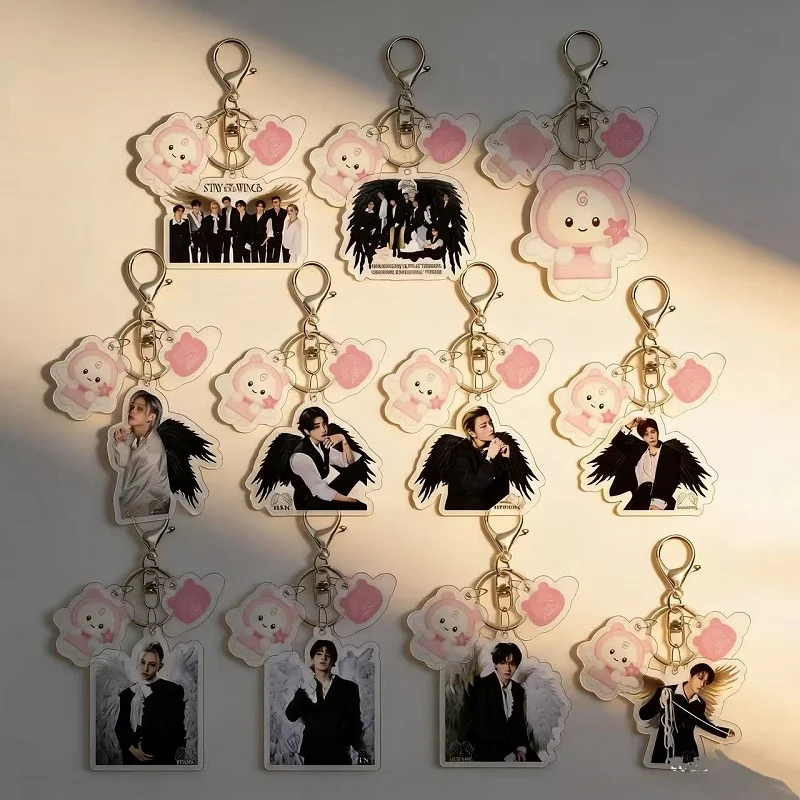 

11 красивых акриловых брелоков SKZOO Stray Kids с изображениями персонажей и крыльями, подвески для рюкзаков, декоративные аксессуары, подарок для фанатов