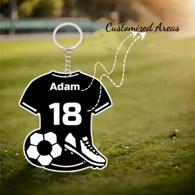 2D Flat Custom Football Jersey Keychain - Personalized Name And Number, Football And Shoe Design - Football Player, Fan