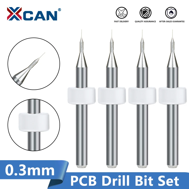 

XCAN Carbide PCB Drill Bits Set 0.3mm Mini CNC Drilling Bit Set for Print Circuit Board Drilling Tools Gun Drill Bit