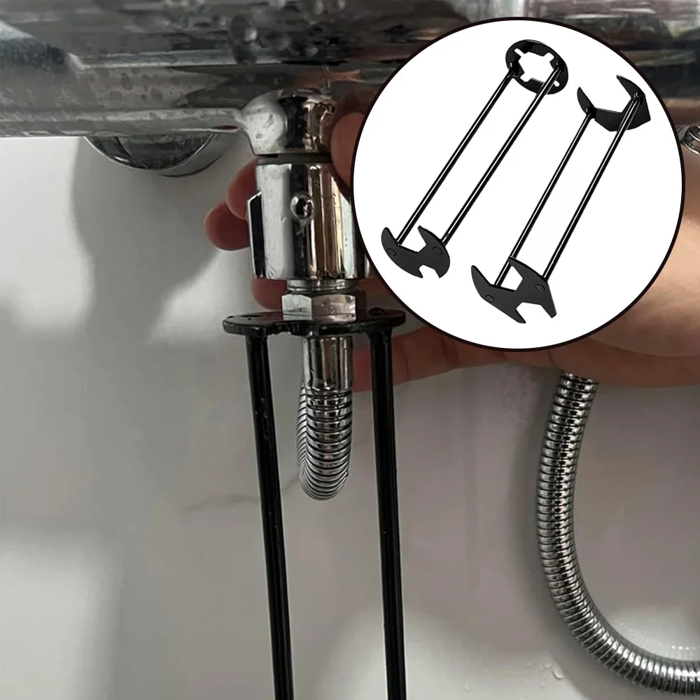 Multifunctional Sink Wrench Four-claw Hexagon Wrench Dual Head Basin Wrench Set Home Kitchen Bathroom Plumbing Maintenance