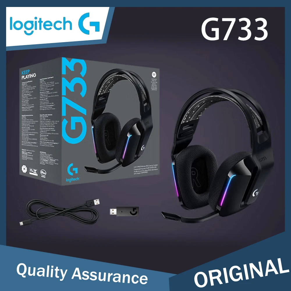 Logitech G733 casque de jeu sans fil sur l'oreille casque d'ordinateur 2.4G sans fil 7.1 son Surround Microphone antibruit Logitech G733 casque de jeu sans fil sur l'oreille casque d'ordinateur 2.4G sans fil 7.1 son Surround Microphone antibruit