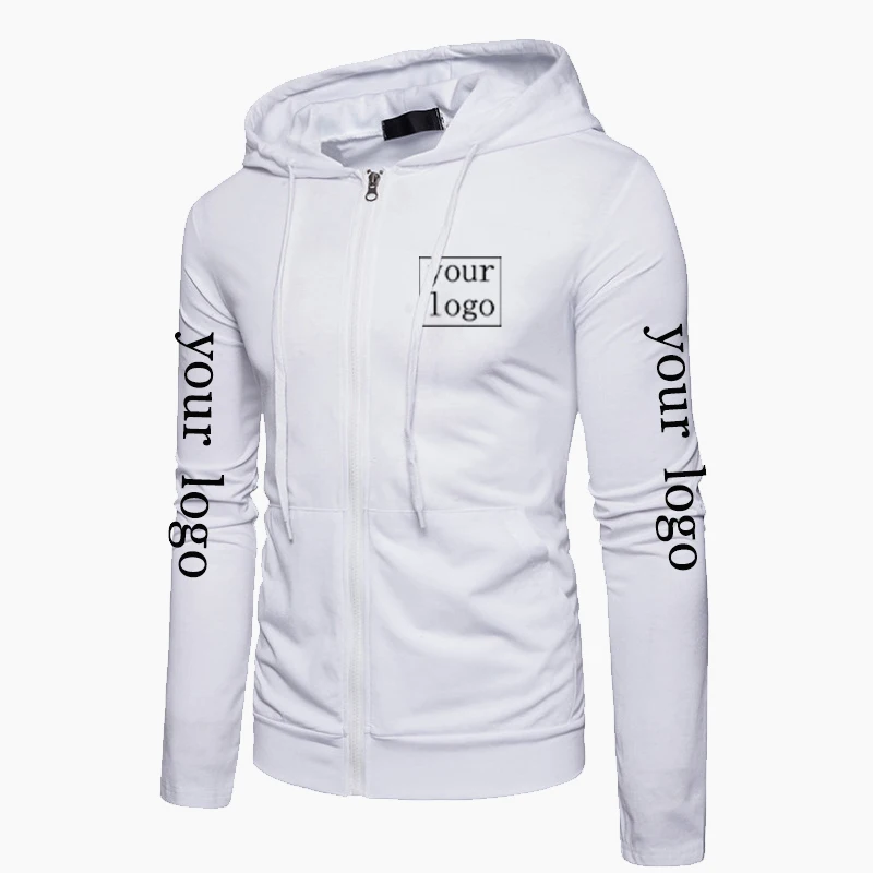 Sudadera con capucha con cremallera personalizada para hombre y mujer, suéter informal con estampado de texto, chaquetas con cremallera, logotipo de