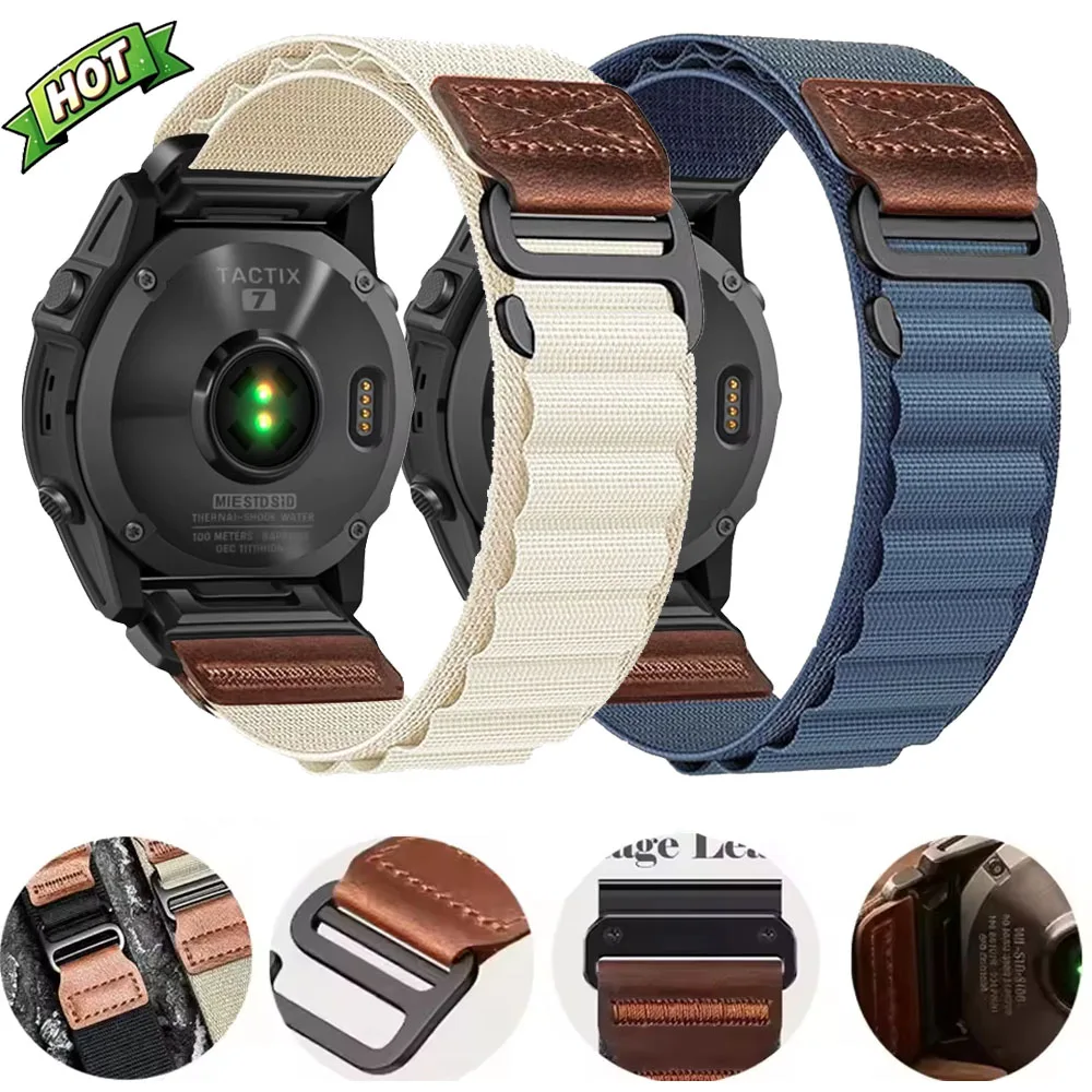 20/22/26mm Quick-release Alpine Nylon Strap for Garmin Fenix 9 9 Pro Quatix 8 51/47/43mm for Garmin 970 965 955 Adjustable Band