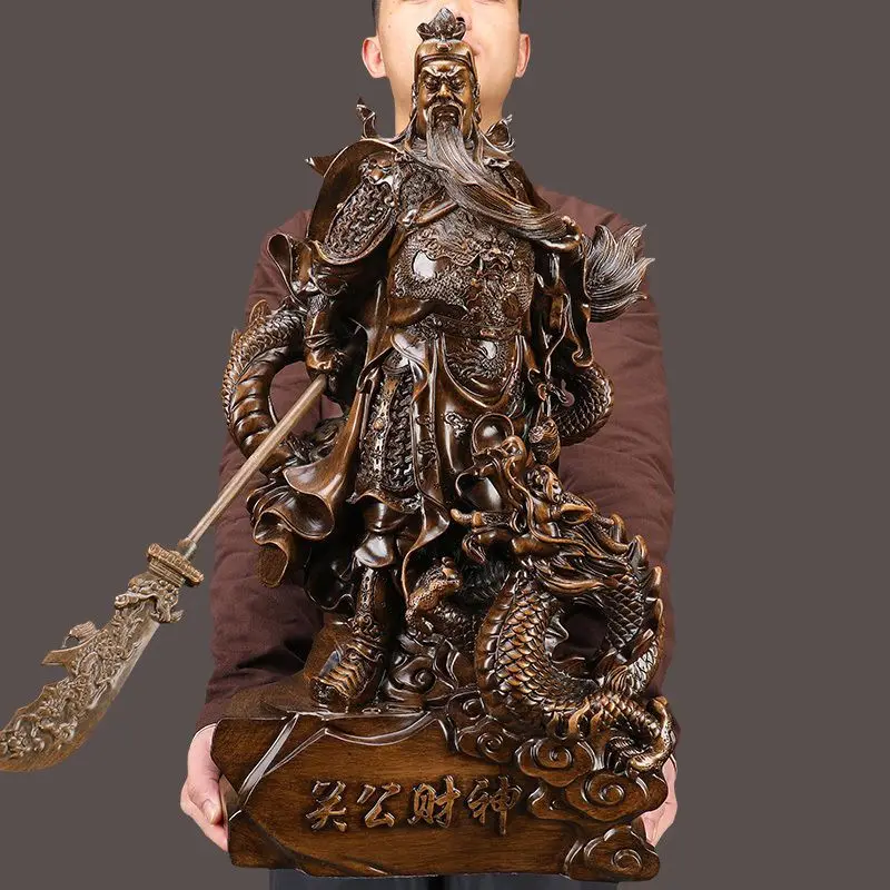 Chinese God of Wealth Guan Gong Statue Guan Yu Sculpture for Home Business Money Luck Feng Shui Decor Gift