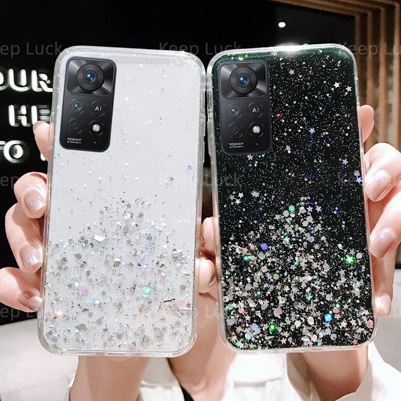 Étui à paillettes de luxe pour Xiaomi, coque en cristal souple, Redmi Note 13, 13Pro Plus, 12, 12C, 12S, 11, 11S, 10A, 10C, POCO X6, M6 Pro