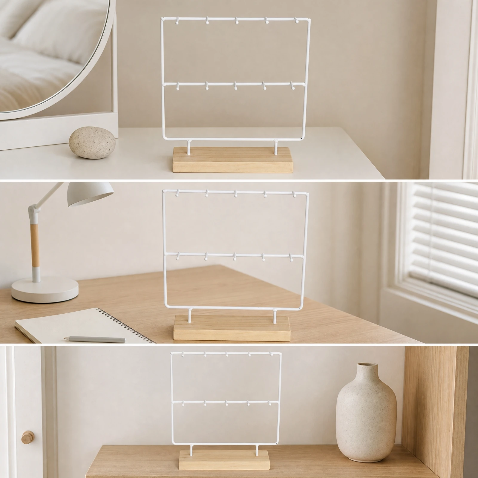 Tabletop Jewelry Display Rack standingStanding Jewelry Display Rack with Hooks Modern Sleek for Dressing Table