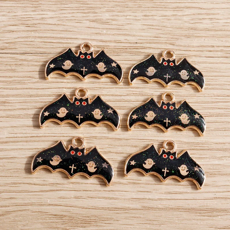 10 Stück niedliche, gemischte Emaille-Anhänger mit Halloween-Motiven (Kürbis, Auto, Geist, Fledermaus) für die Schmuckherstellung, Halsketten, Ohrringe, DIY-Bastelbedarf – Detail 19