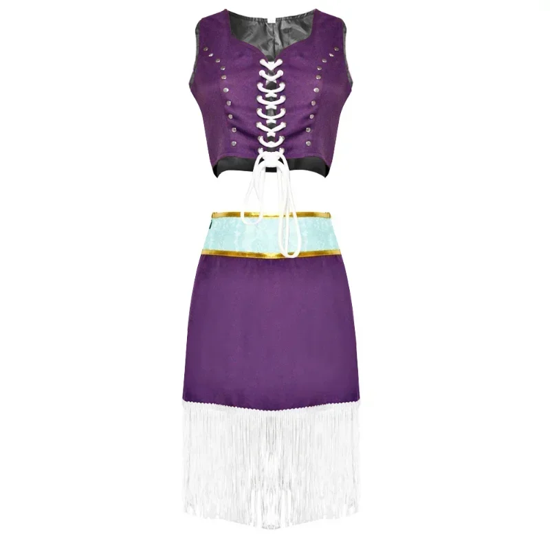 Anime-inspiriertes Nico Robin Kostüm für Damen, lila Kleid, Uniform, langer Pelzkragen, weißer Umhang, Outfit für Halloween-Rollenspiele – Detail 6