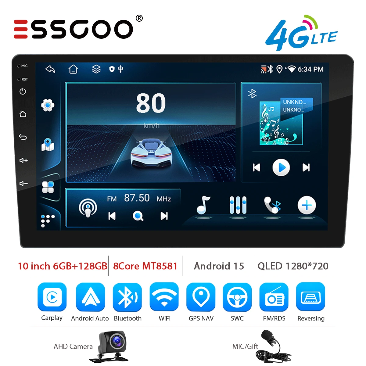 ESSGOO 7 9 10 inch Universele CarPlay Android Auto Autoradio voor VW Fiat Renault Nissan Hyundai GPS Multimedia Autoradio Stereo