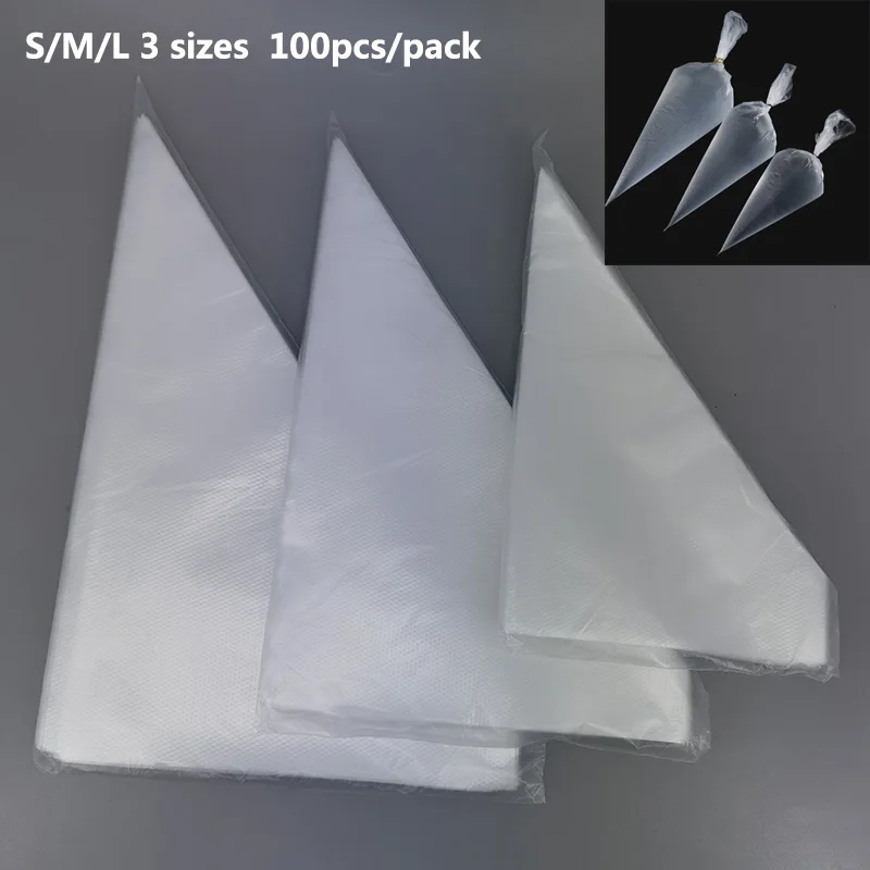 S M L 100-Pack 100pcs Pastry Bag 10-Inch Disposable Icing Decorating Bags Baking Cake Supplies Pastry Kitchen Gadgets u