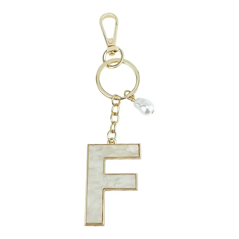 A-Z Initials Keyring Couples Metal Pendant with Pearl