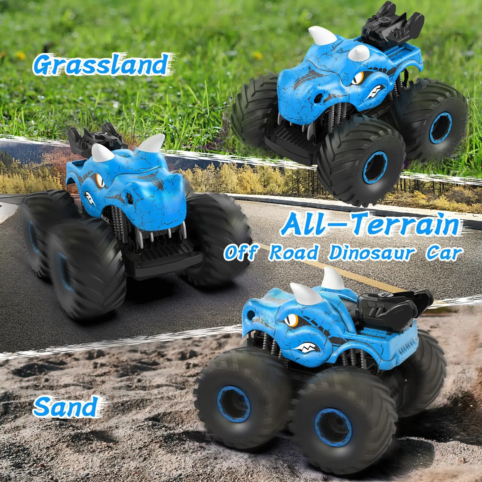 

Crack dinosaur spray stunt car Mountain climbing off-road vehicle Four-wheel drive lights Children's gift Christmas