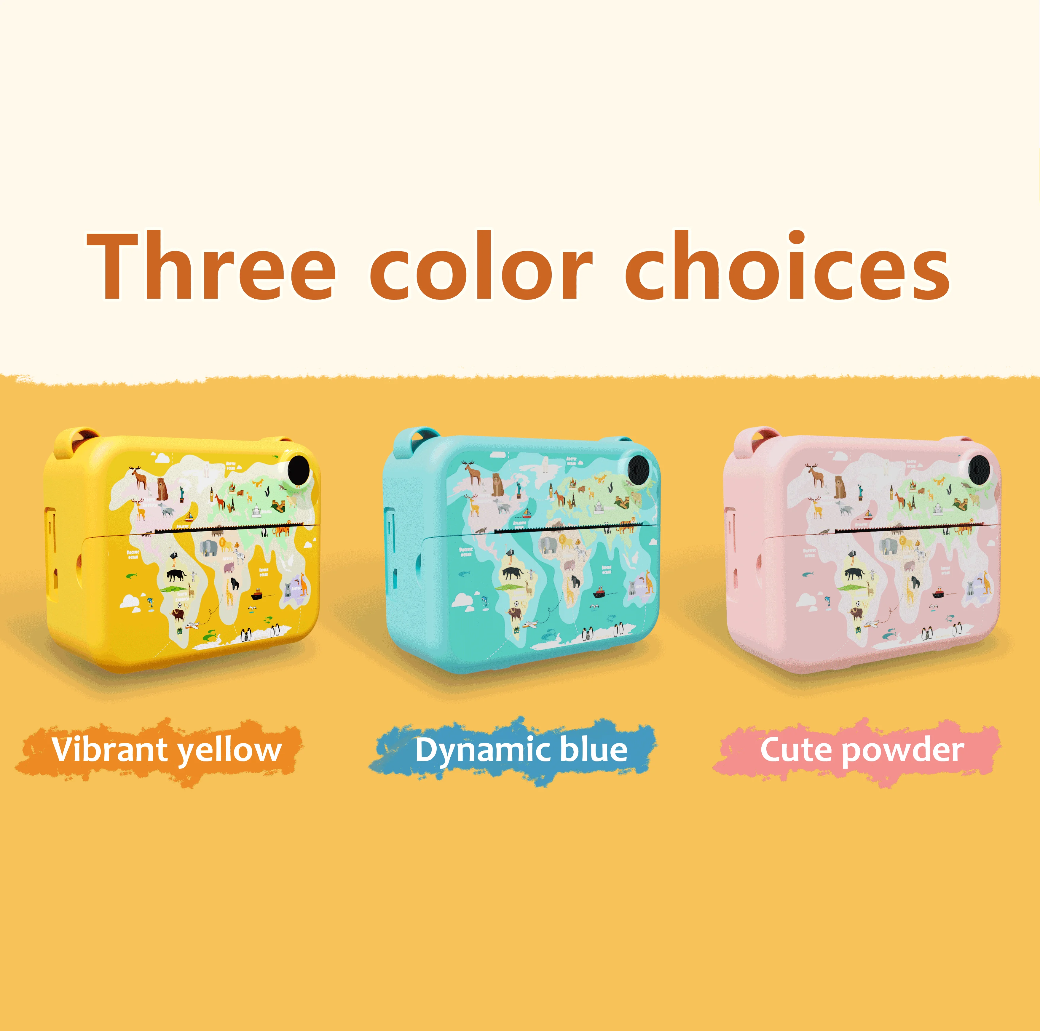 Instant Print Camera, Digital Zero Ink Camera with 3 Rolls of Printing Paper, Christmas Halloween Gift for Girls and Boys