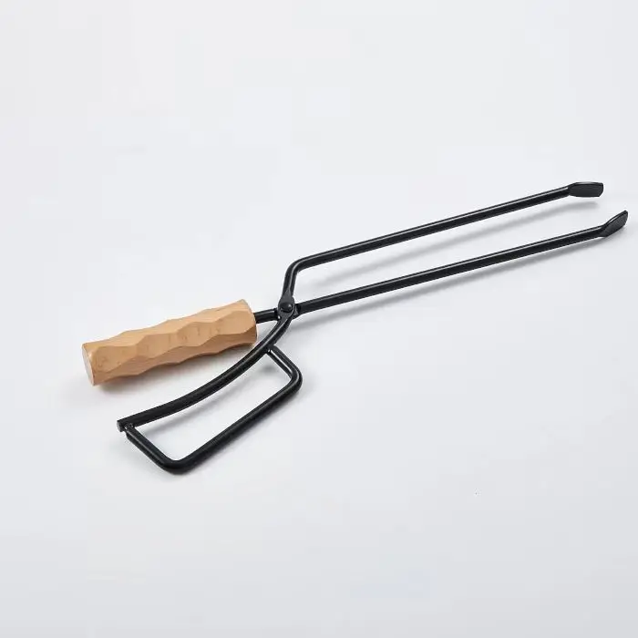 Pince Barbecue Inox Longue Poignée Bois – Multifonction Camping Grillade Charbon