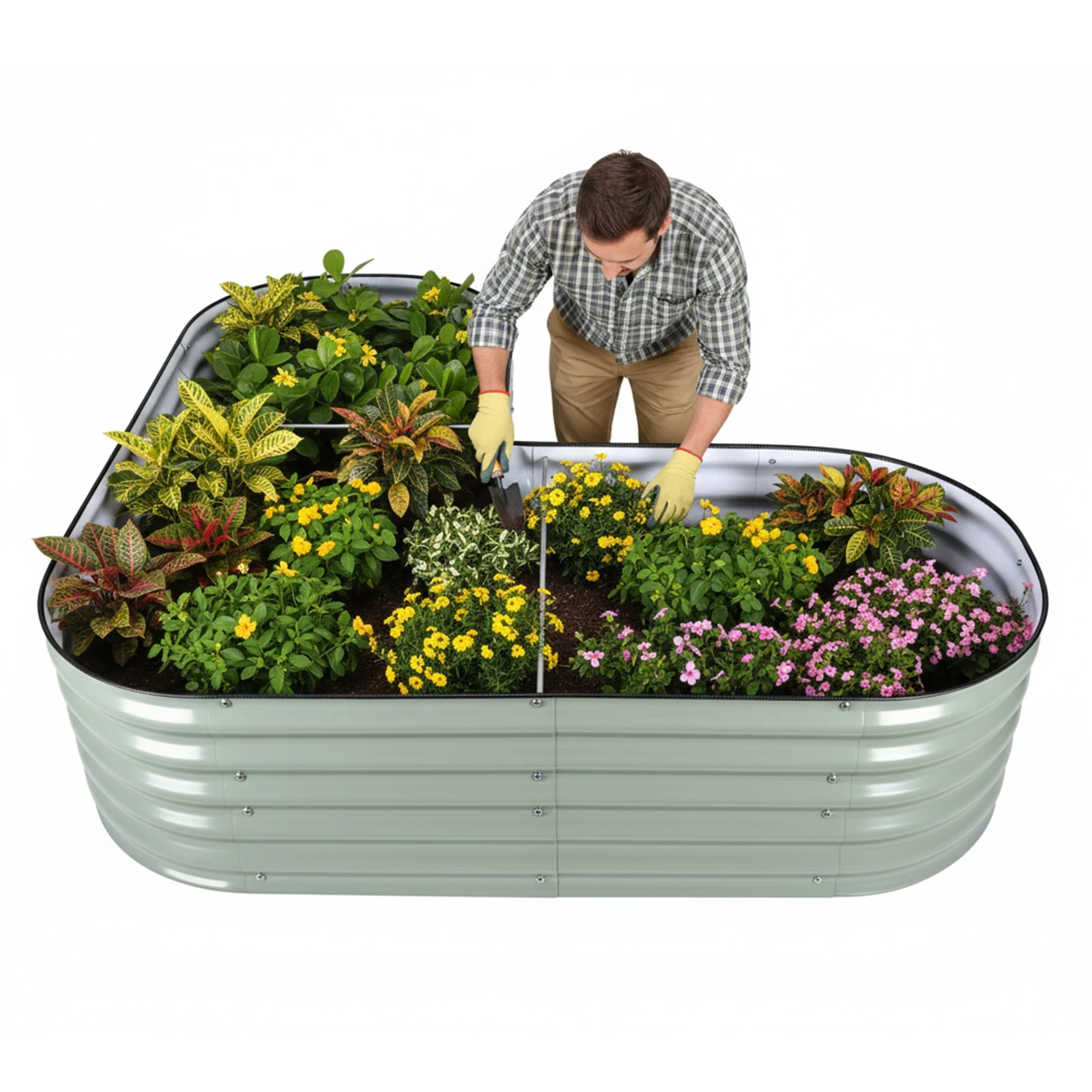 

Металлическая грядка U-образной формы: прочный контейнер для выращивания овощей, цветов и суккулентов для сада, патио и балкона ﻿