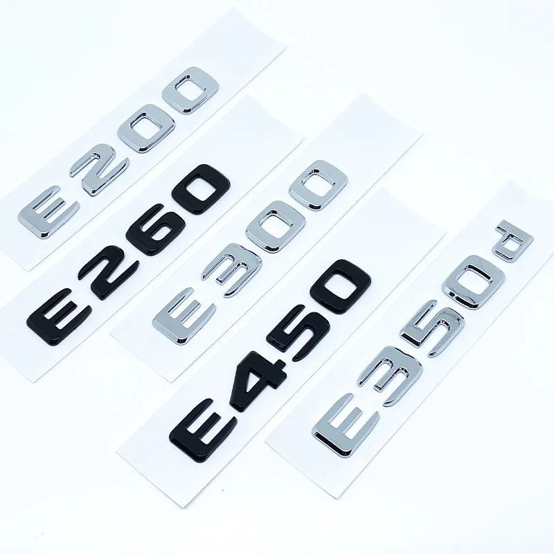 Car Trunk Logo Sticker Letters ABS Emblem Decal for Mercedes Benz E200 E260 E300 E400 E450 E220d E350d E400d 4Matic