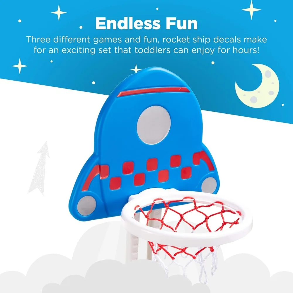 3-in-1 basketbalring voor peuters, sportactiviteitencentrum met multifunctionele speelfuncties voor de ontwikkeling van kinderen