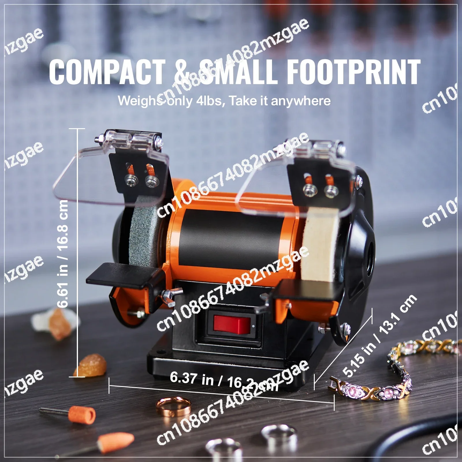 3in Jewelry Polisher Buffer Brushless Adjustable Speed Mini Multi-purpose Bench Grinder Polishing Machine for Gemstones