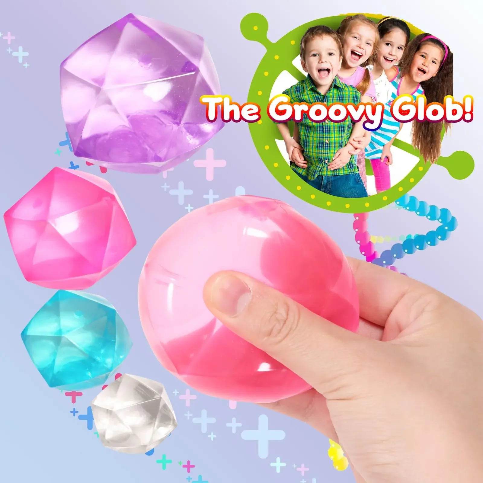 4pcs colored Masonry Squishy Stress Balls-Polyhedron Diamond Sugar Balls Slow Rise-Sensory Fidget Relieve Hand Pain Massage