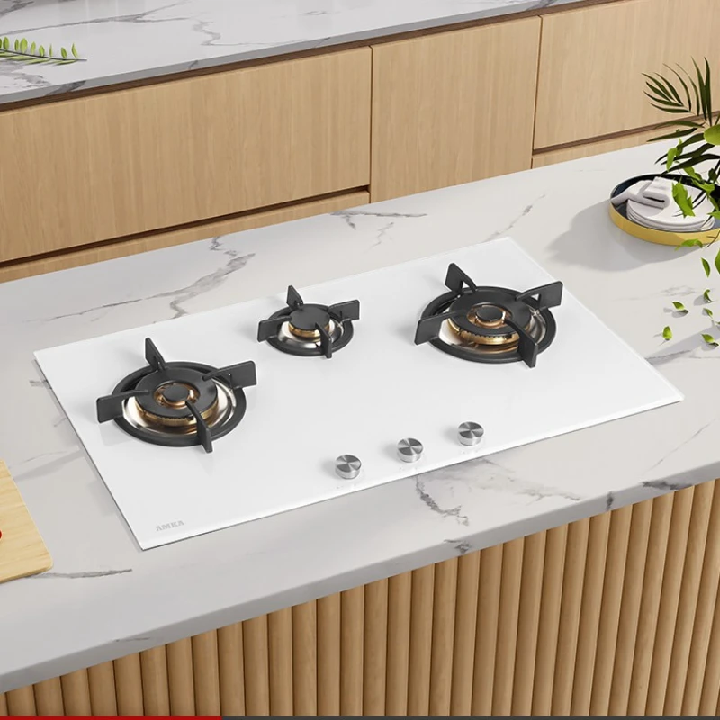 Three-burner gas stove, household, double, 3-hole multi-head, two-eye, natural embedded in desktop