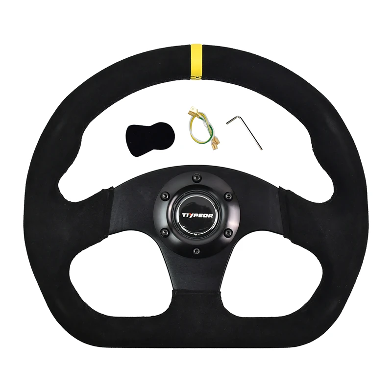 TIYPEOR Suede Steering Wheel Universal Sport Custom High Quality Steering Wheel 320mm
