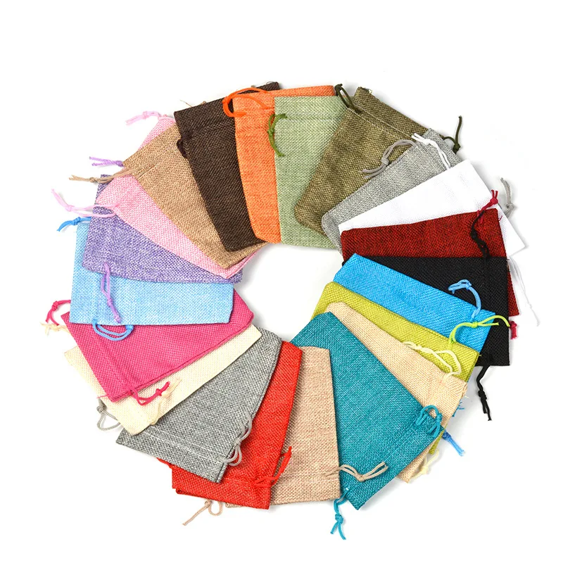 10Pcs/Lot Multi-color Multi-size Colorful Cotton Jute Bag For Various Gifts Wedding Jewelry Storage Pouches Can Be Customized