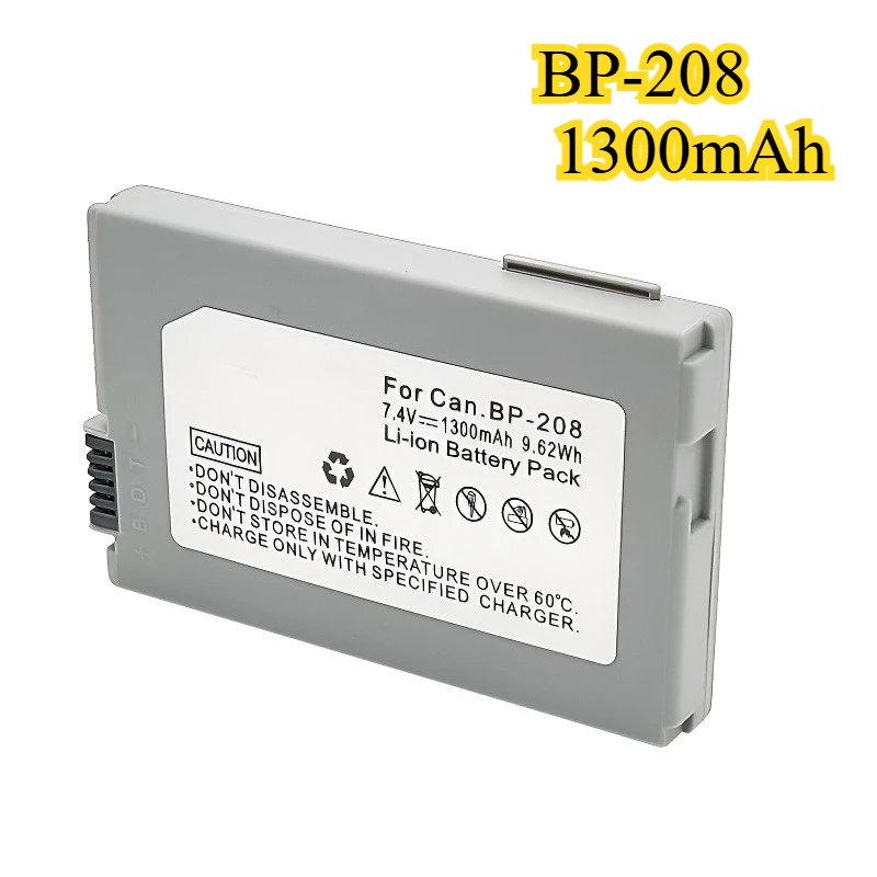 

Литиевая батарея для камеры BP208, 1300 мАч, подходит для аккумулятора цифровой зеркальной камеры Canon BP208