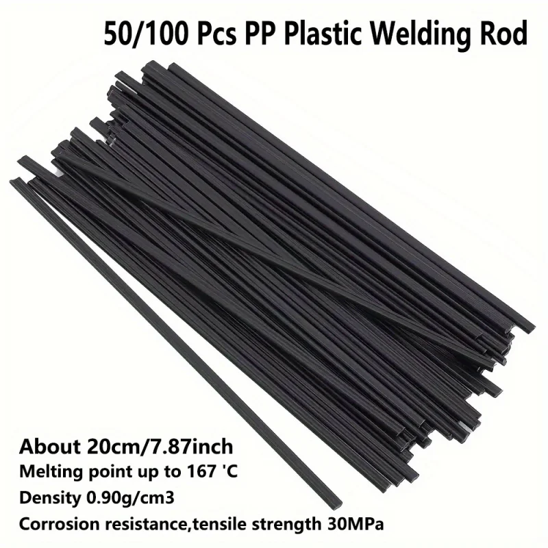 50/100pcs 7.87 Inch Durable PP Plastic Welding Rod | Car & Motorcycle Repair, Compatible with 100W-600W Welding Machines
