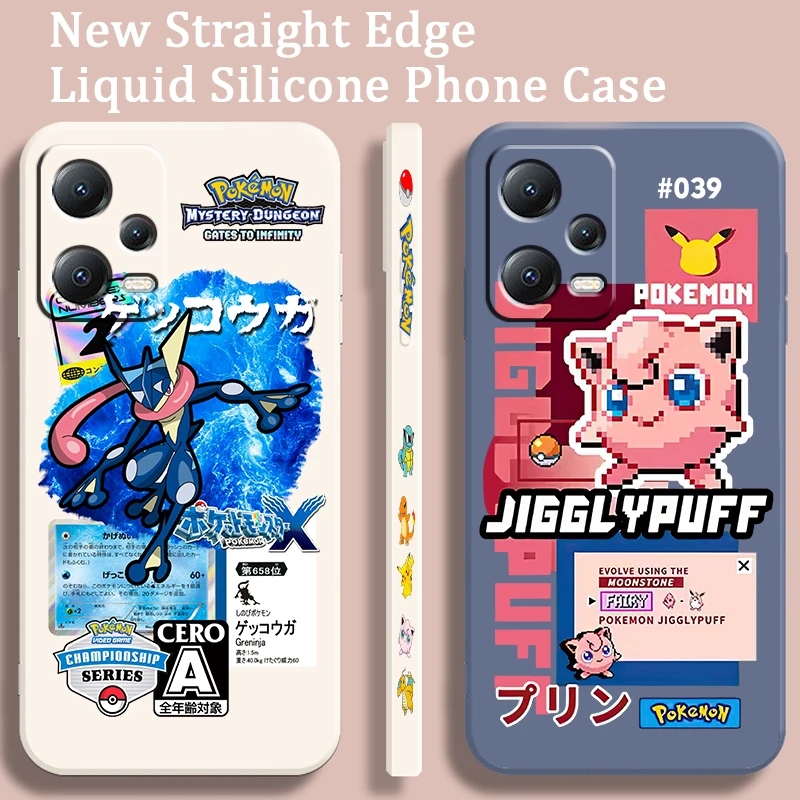 Pokemon Greninja Jigglypuff Liquid Left Rope For Xiaomi Redmi Note 13 12 12S 12R 11 11T 11S 10 10S Pro Plus 5G TPU Phone Case