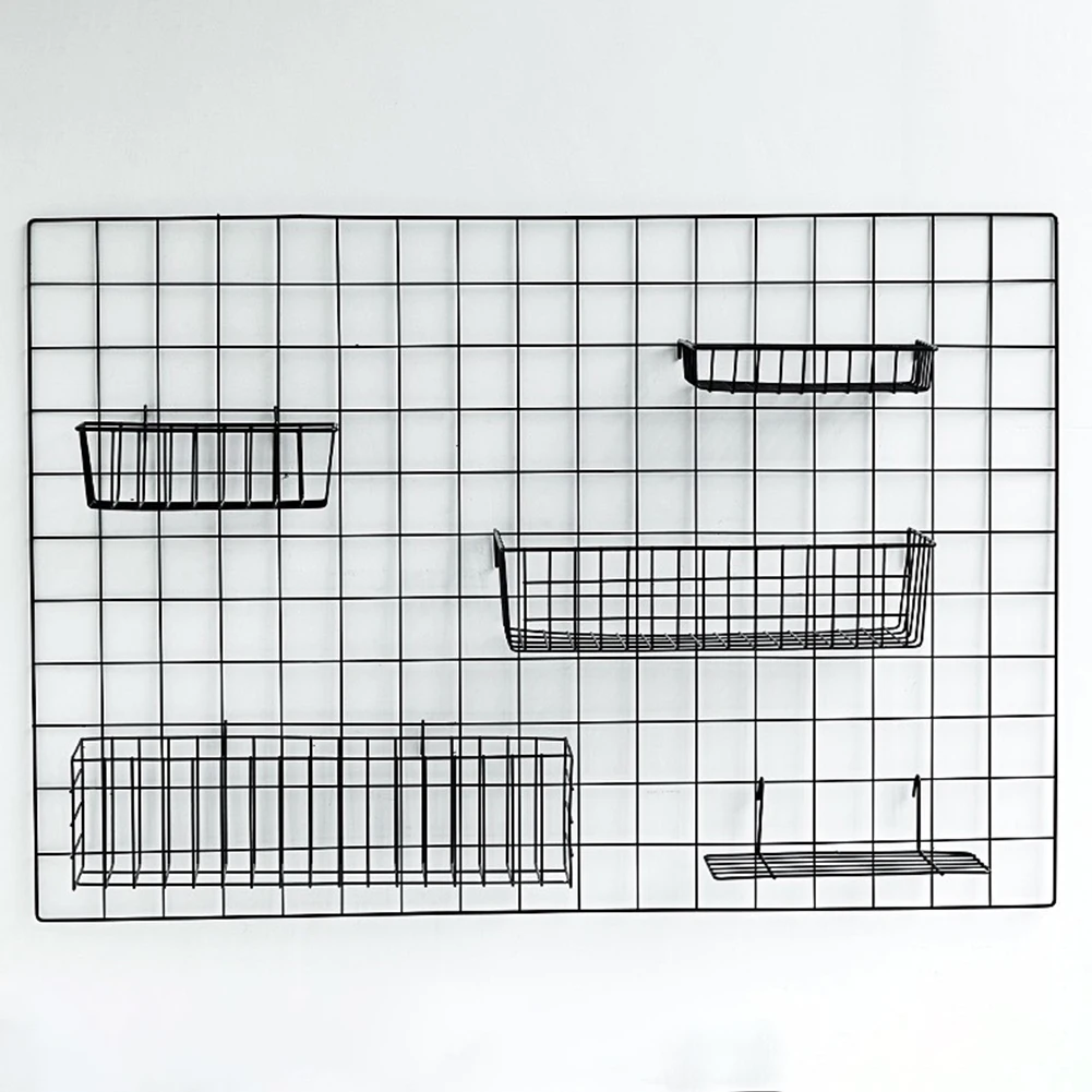 Storage Basket Grid Shelving Tray Hanging Basket Hanging Iron Art Storage Basket Decorative Display Rack Home Decoration