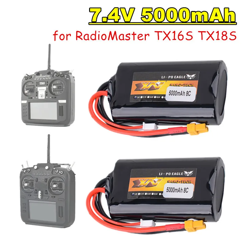 RadioMaster 2S 7,4V 5000mAh Li-Ion Akku TX16S/TX18S Fernsteuerung Sender XT30 Stecker Lange Ausdauer