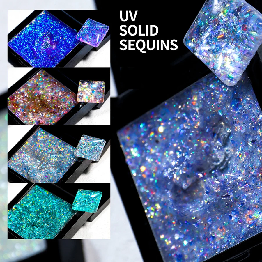 UV Solid Glitter Nagellack Gel, holografisches Laser Glitter Gel, nicht launig Max Shine Pailletten Nail Art Gel für DIY Tips Dekor – Detail 4