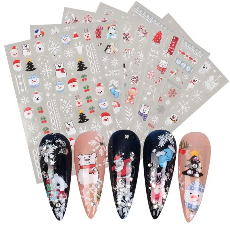 Clear Pattern Christmas Stickers Easy To Use Nail Stickers Various Patterns Preferred Material Nail Art Stickers Nail Supplies