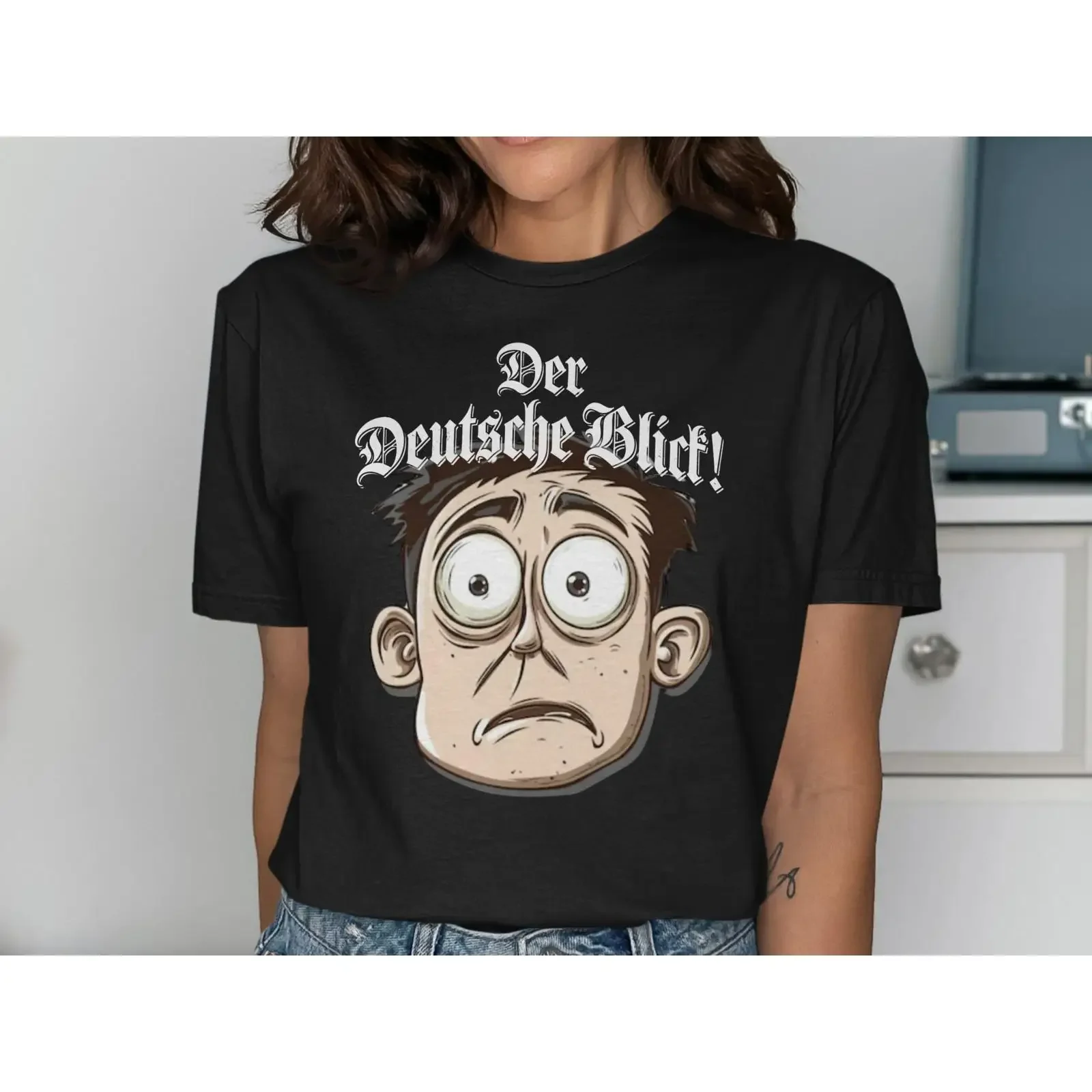 Der Deutsche Blick Funny German Stare T Shirt Germany Culture Humor Deutschland Berlin Joke for  vintage Washed
