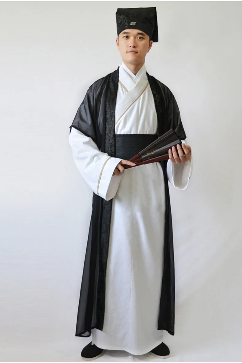 2024 Ancient  scholar costume Hanfu national Tang costume men's Chinese silk robe hanfu Dance scholar Performance dress