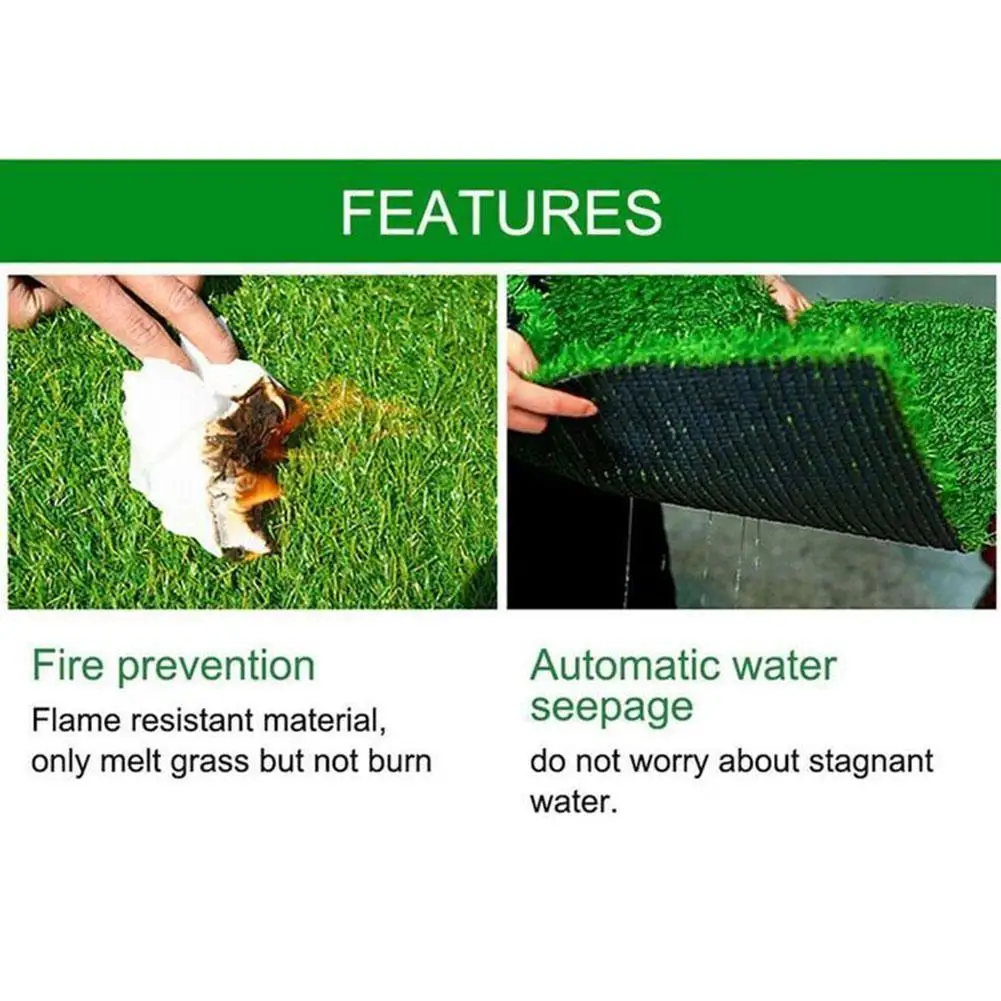 Artificial Grass Rug - Realistic Fake Turf with Drainage, Indoor/Outdoor Synthetic Grass Carpet, Lawn Decor