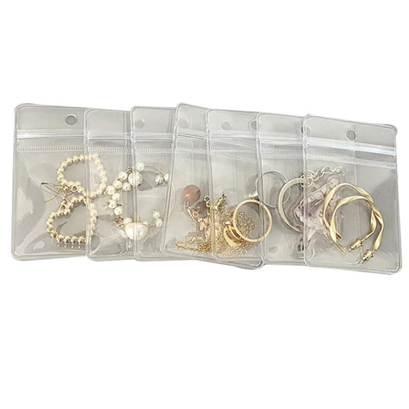 

100Pcs 25 Wires PVC Clear Perforated Thickened Storage Gift Jewelry Packaging Decoration Bag