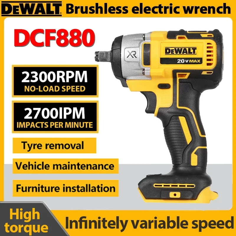 Dewalt DCF880 Cordless Impact Wrench 20V Original 2300RPM Rechargeable 13MM Electric Lithium Battery Wrench 203Nm Power Tools